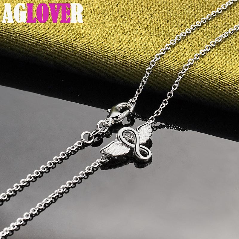 925 Sterling Silver Angel Wings Pendant Necklace Jewelry