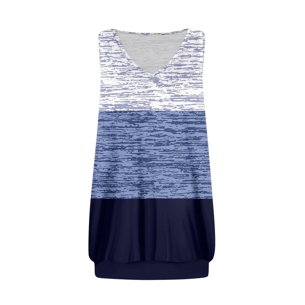 Tank Tops For Women Loose Fit Sleeveless V Neck Retro Printed T-Shirt Ladies Casual Summer Blouses