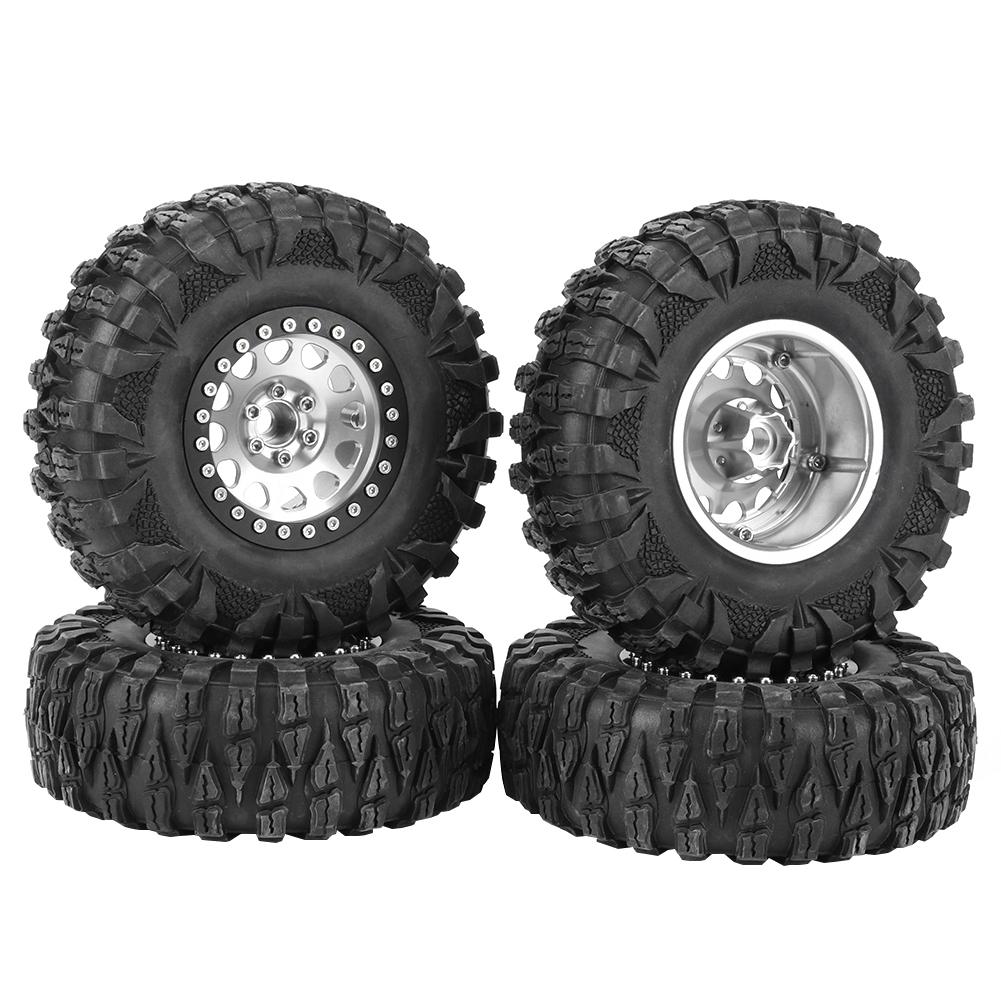 4pcs RC Crawler Rubber Tire Metal Wheel Hub Accessory Fit for 1 10 RC Car 2.2 Inch