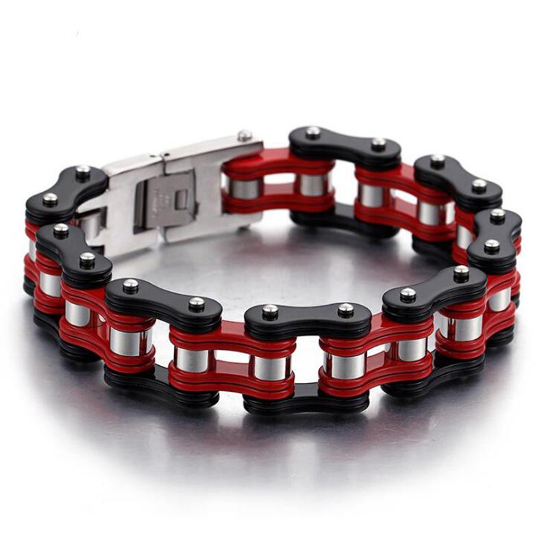 Punk Pulseiras e Braceletes Laranja de Bicicleta para Homem Preto Corrente de Motocicleta Pulseira Homem Mulher Aço Inoxidável Joias de Pulso Biker