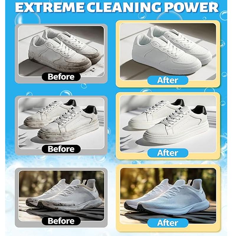 Schuhreiniger, Turnschuh-Reinigungsset mit Bürste und Handtuch, Weißer Schuhreiniger-Schaum für Sneaker, Leder