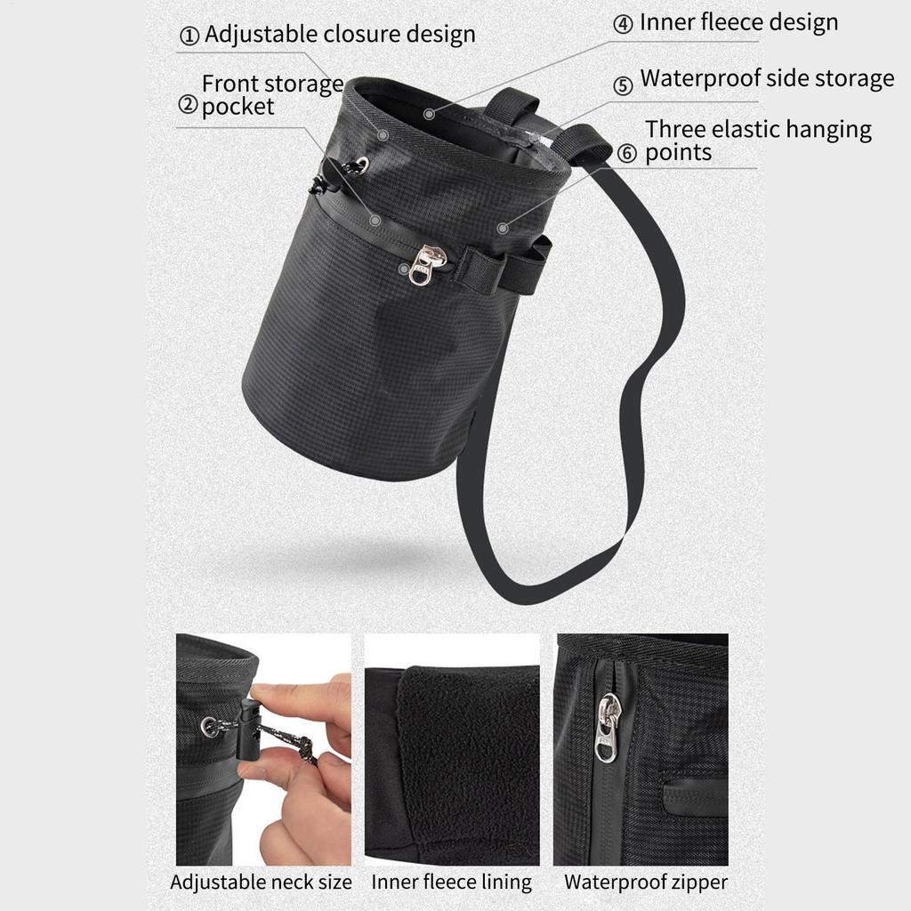 Chalk Bags Waterproof Adjustable Waist Belt Powder Pouch Rock Climbing Chalk Bag For Gymnastics Golf Gym Bowling Lifting
