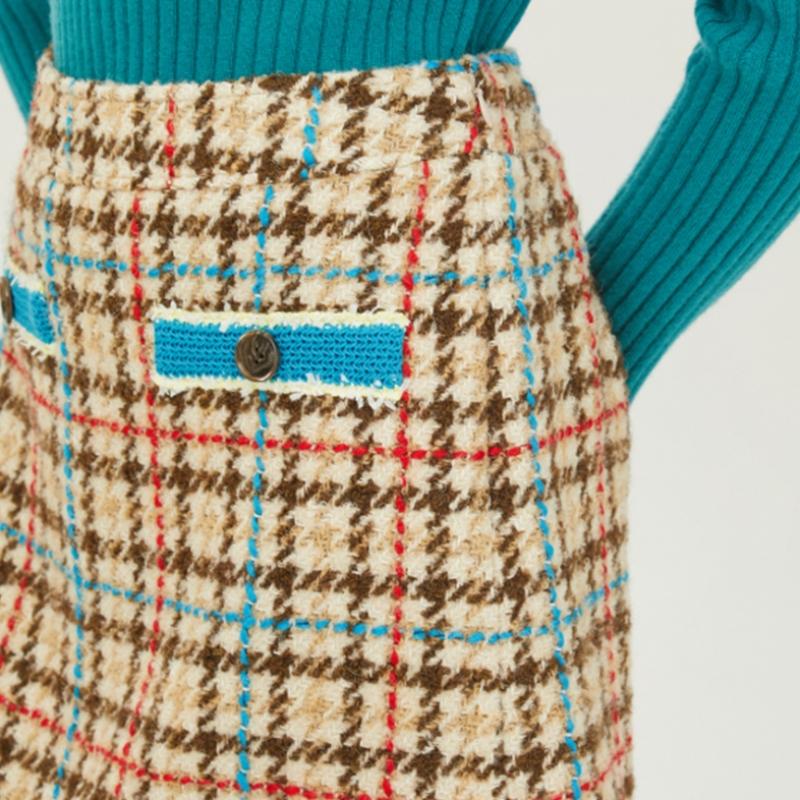  Benetton  Benetton Sylvie Tweed Skirt Bask50261 Bg