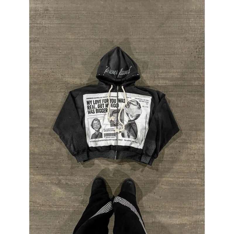 Unisex Streetwear Oversized Zip-Up Hoodie With 3D Print - Harajuku Retro Punk Style Sweatshirt 2025