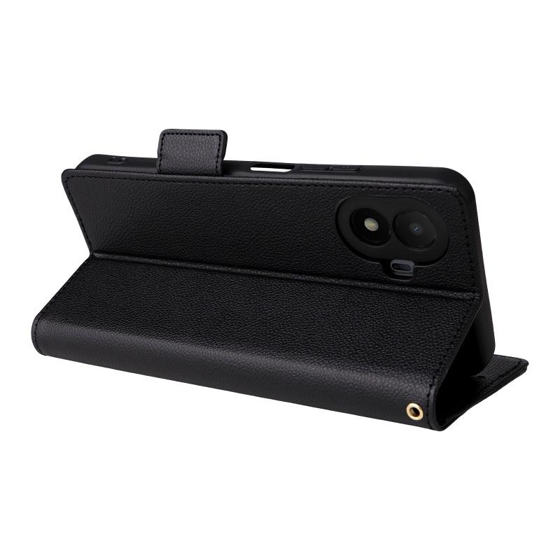 For Honor X6D 5G Flip Side Buckle Lychee Pattern Wallet Leather Cover for Honor X6D 5G Purse Magnetic Phone Bags
