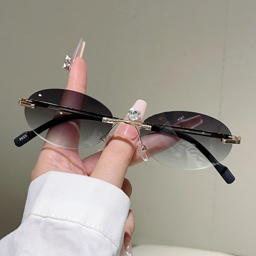 Vintage Frameless Sunglasses Metal UV Protection Sunglasses Trendy Fashion Sunglasses  Travel