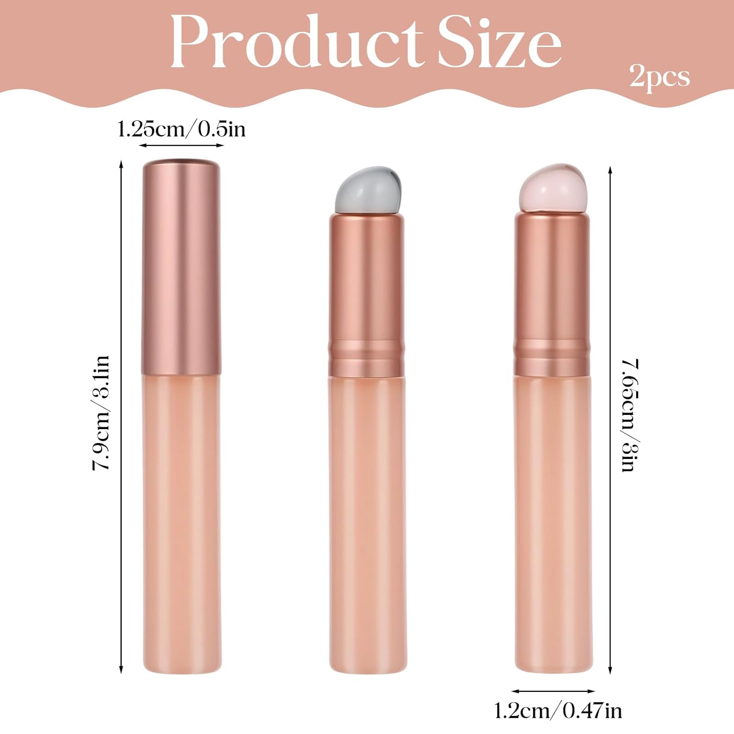 2 PCS Silicone Lip Brush with Cap, Silicone Makeup Brush Pink High Elastic Makeup Brushes for Lipstick Lip Gloss Concealer