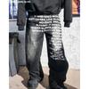 ZYLLO Vintage Letter Print Women Man Jeans Y2k Harajuku Washed Wide Leg American Style Denim Pants Baggy Hip Hop Streetwear