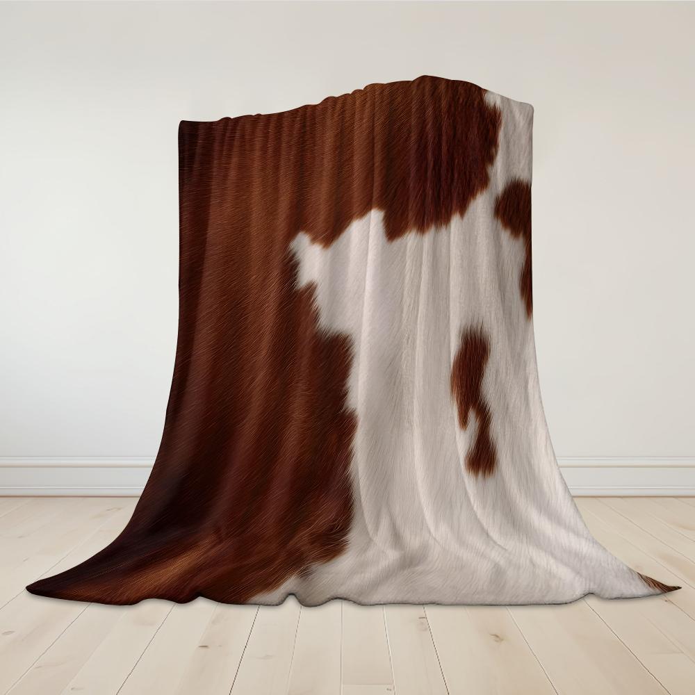 Rindsleder Fellmuster Flanelldecke Warm Weich Halloween Weihnachten Sofa Warm Gemütlich Dekorative Deko Geschenk für Alle Jahreszeiten