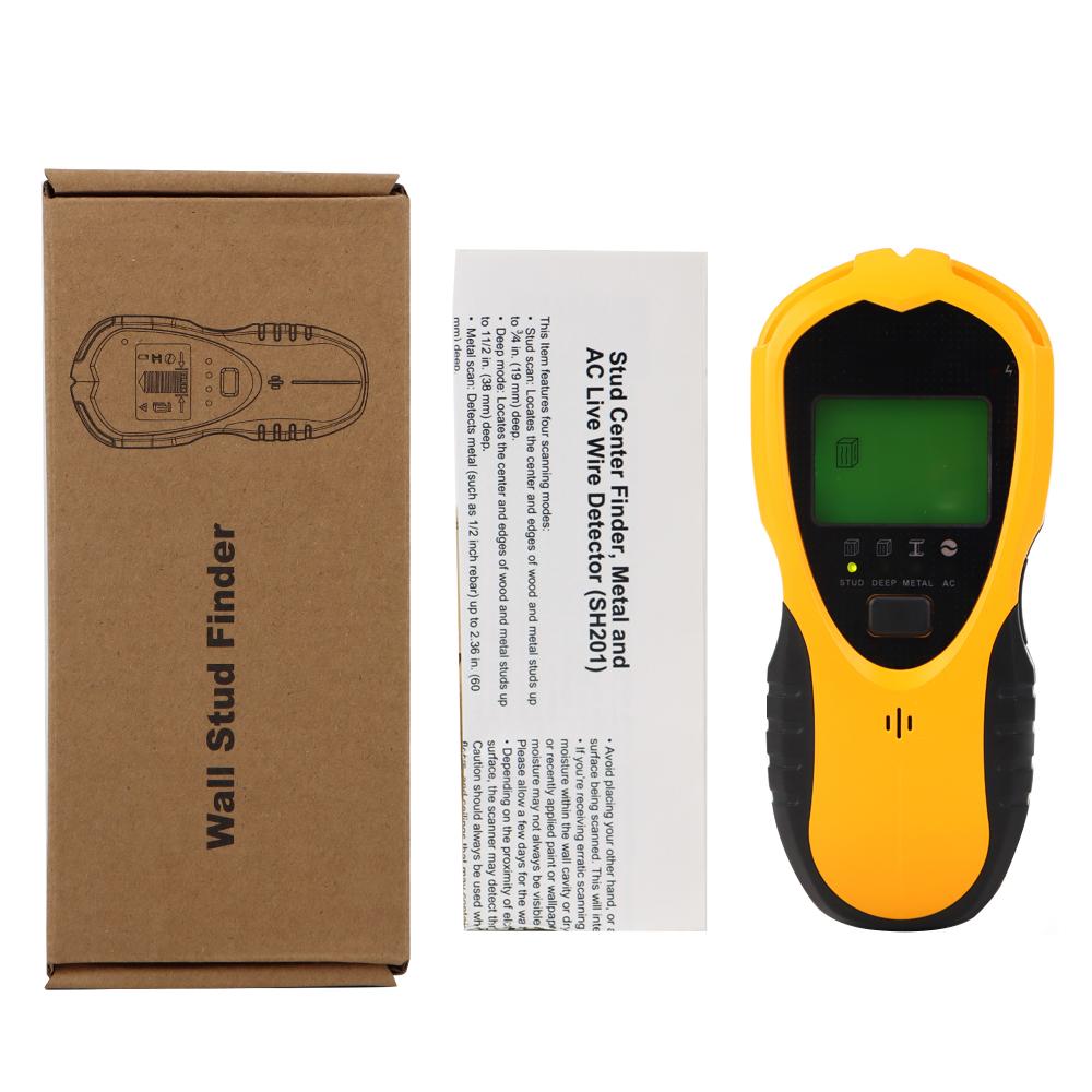 4 In 1 Metal Detector Find Metal Wood Studs AC Voltage Live Wire Detect Wall Scanner Electric Box Finder Wall Detector SH201