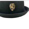 Cappello di Lana Fatto a Mano Elegante Cappello a Bombetta Decorato con Spilla per Donna Festa Uniforme Scolastica Britannica Cappello di Lana alla Moda da Donna