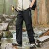 CLOR American-Style Paratrooper Pants for Men, Spring And Summer Breathable Loose Cargo Ice Silk Casual Straight-Leg Trousers, CL09 Black, Size S