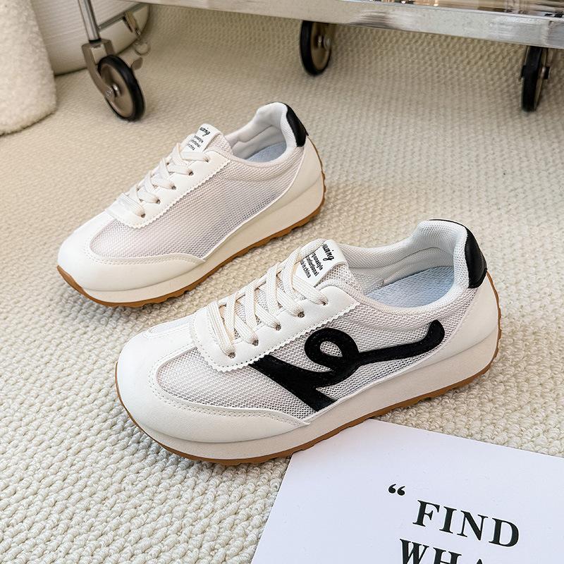 Fashion Women Shoes 2025 Summer New Fashion Comfort Height Increase Lace-up Sewing Casual Shoes Breathable Mesh Non Slip Women Sneakers