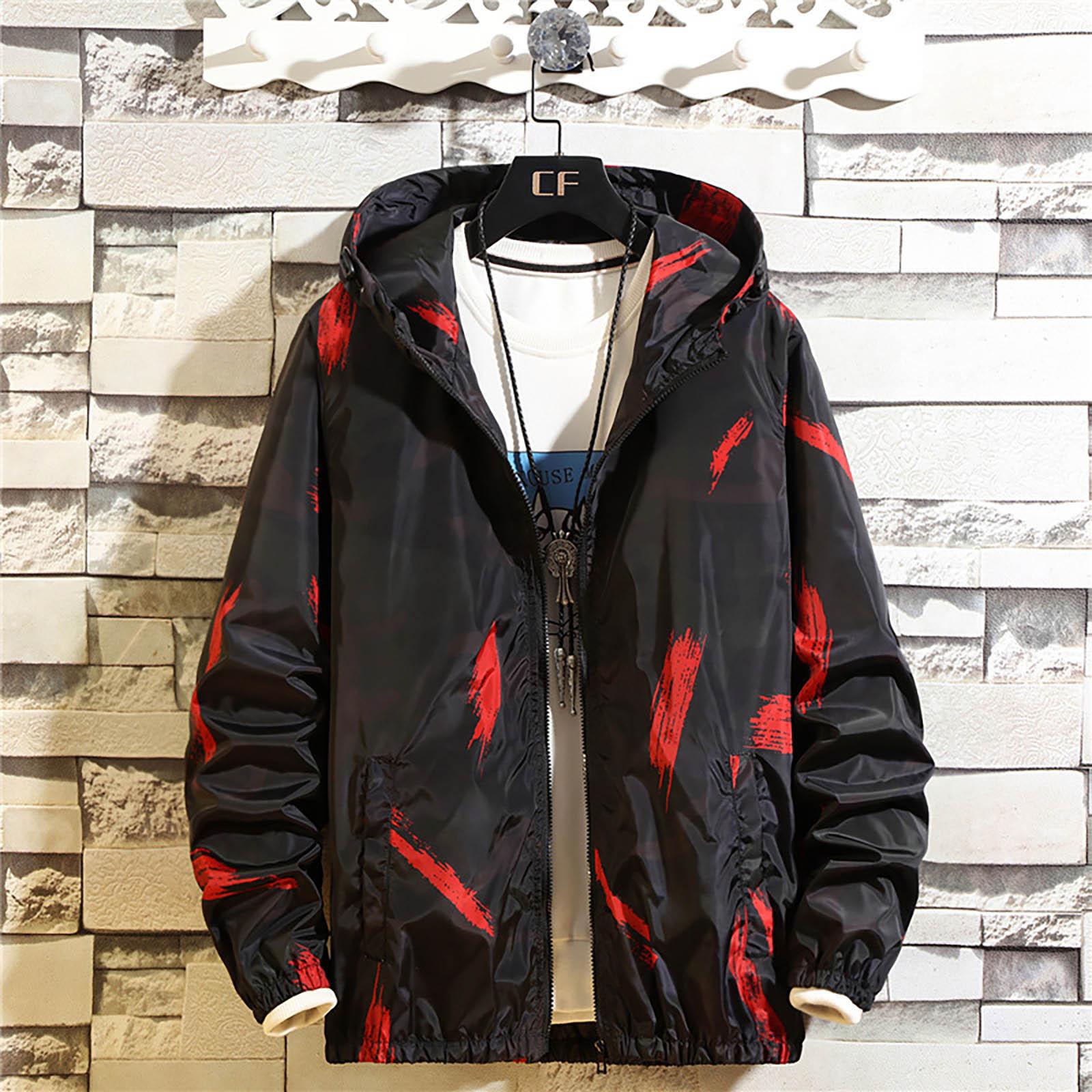 

Мужская осенняя повседневная камуфляжная печать плюс размер толстовка с капюшоном двусторонняя одежда тонкое пальто XXL красный