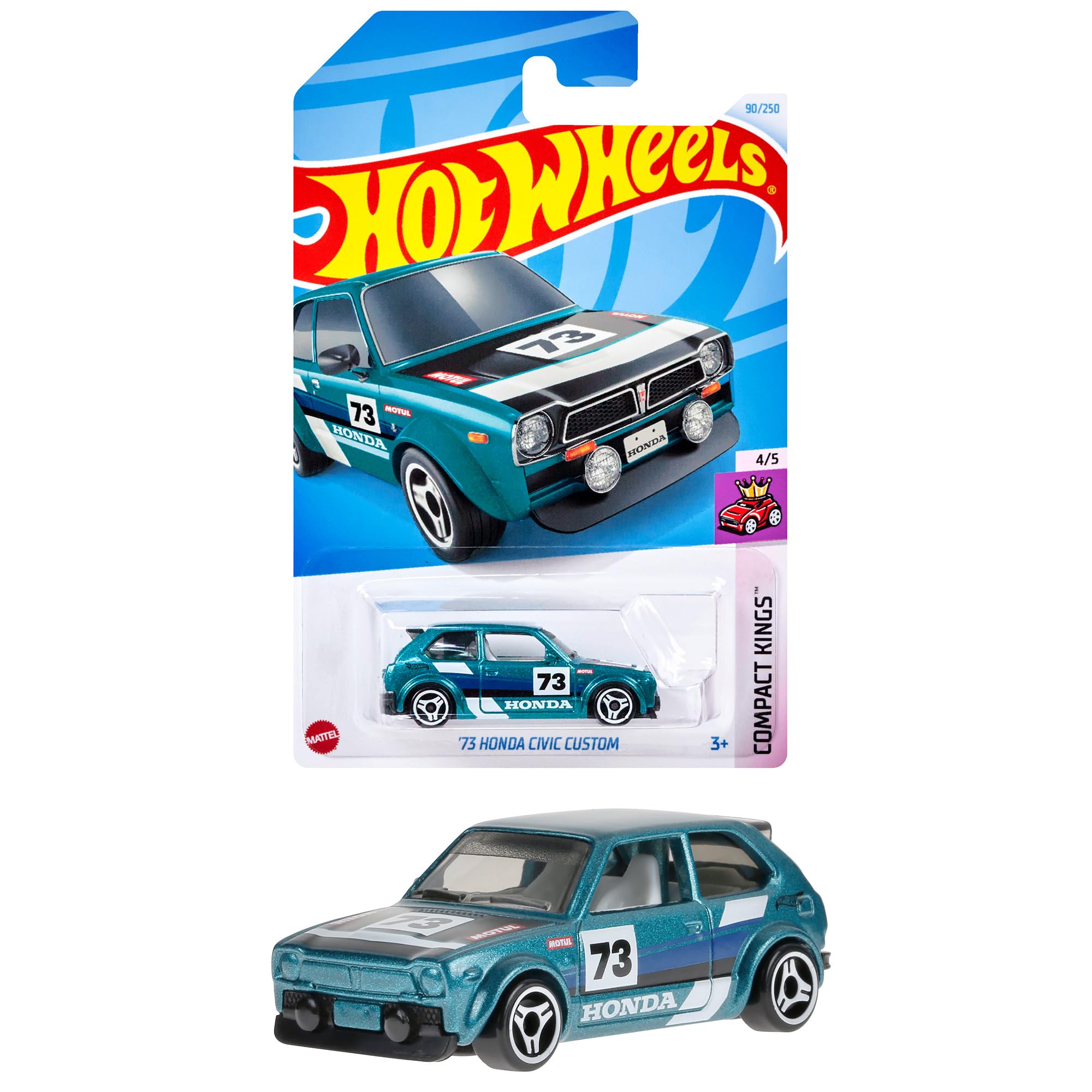 Hot Wheels HXR19 Basic Car 73 Honda Civic Custom Mini Toy Vehicle Green for Ages 3 and Up