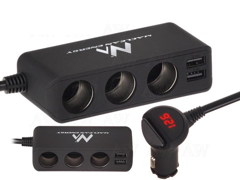 Trójnik rozdzielacz zapalniczki 12-24v 2xusb 120w