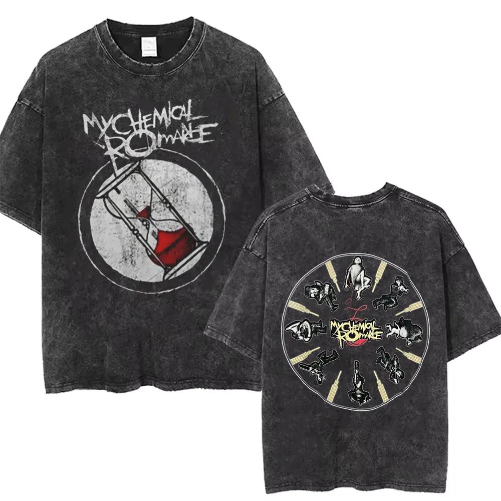 Rock Band My Chemical Romance Music Cover Washed Vintage Printed Tshirt Men Women Punk Emo Rock Oversized Short Sleeve T Shirts