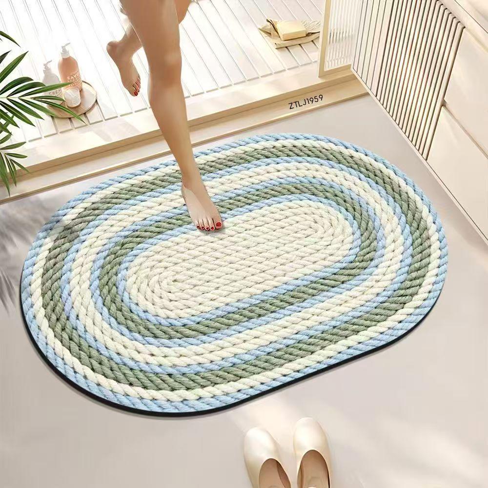 Minimalist Woven Diatomaceous Earth Bath Mat - Absorbent, Easy-Clean, Non-Slip for Bathroom or Entrance