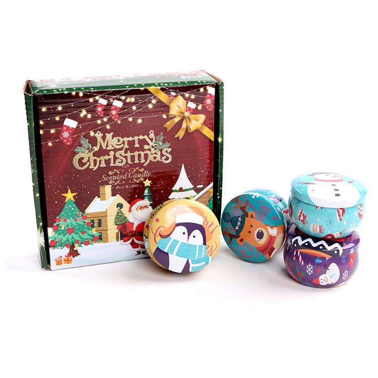 

Соевый воск Подарочная коробка на Рождество Набор ароматерапевтических свечей Скандинавское украшение интерьера Сувенир с ароматом Рождественская свеча 15.5*15.5*4.6cm