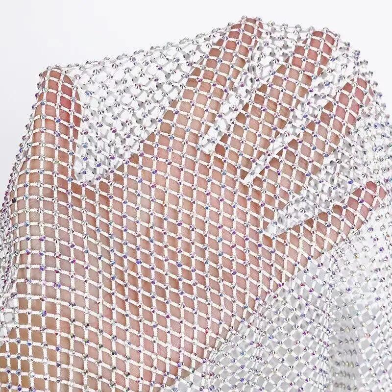 50x120cm Glitter Rhinestone Mesh Fabric Stretch Net Cloth Trim Sew Dress Costume DIY Sewing Craft Dress Supplies New