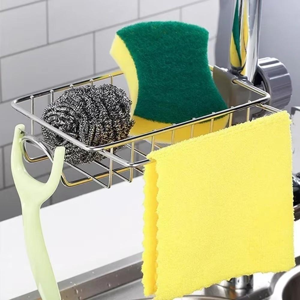Multi-functional Sink Drain Rack Stainless Steel Storage Function Sponge Storage Rack Drainer Function Kitchen Shelf
