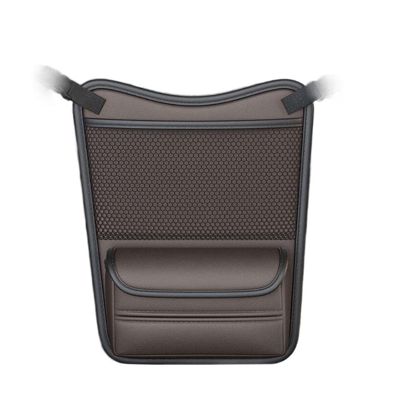 Leather Automotive Storage Pocket with Tissue Holder for Seat Gaps to Securely Hold Phones Drinks and Other Accessories