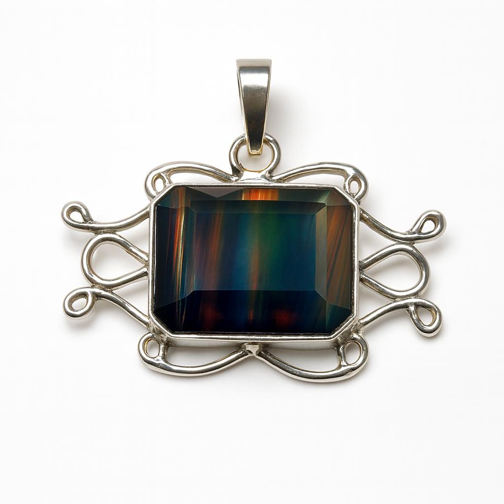 32 ct Natural Opal 925 Sterling Silver Emerald Pendant Gift for Him Gemstone Jewelry Gift
