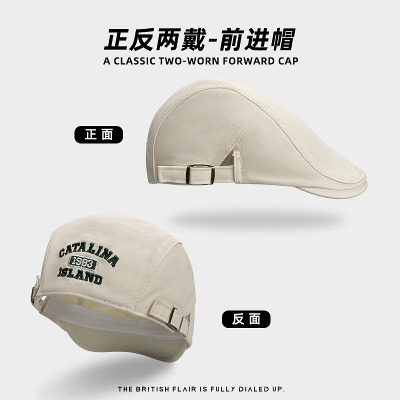 

Retro front and back wearing letters forward hat women s spring summer versatile face small beret men s and women s versatile cap 56-60CM
