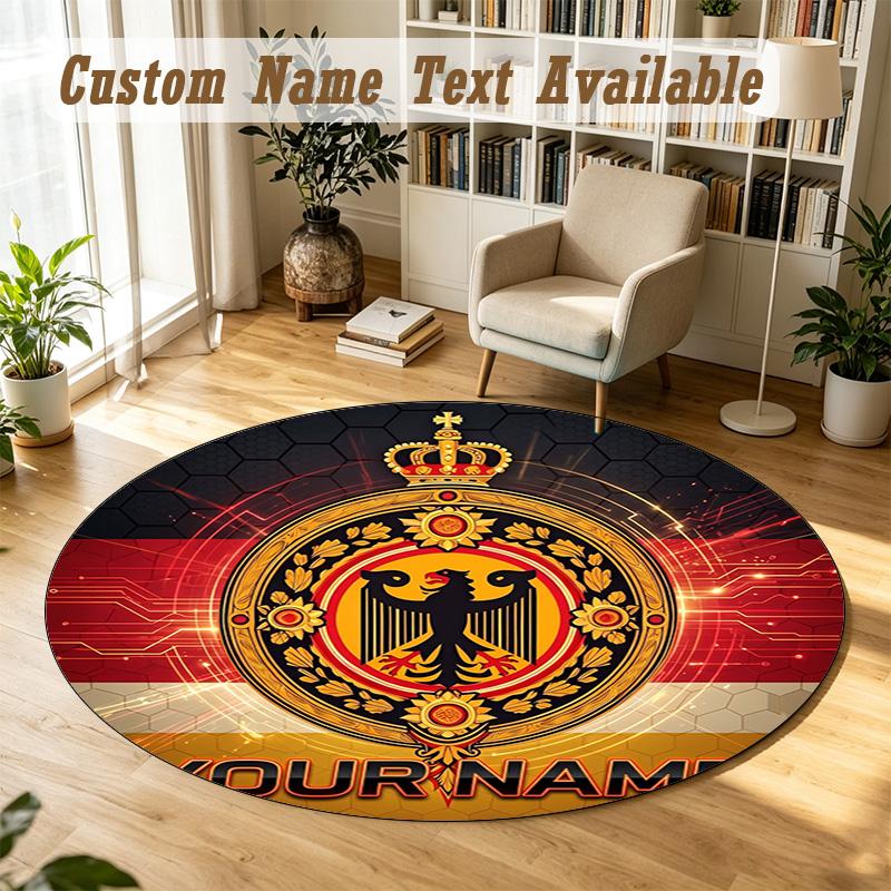 Round Rug Custom NameGermany National Football Team Pattern Non Slip Carpet Home Floor Decor