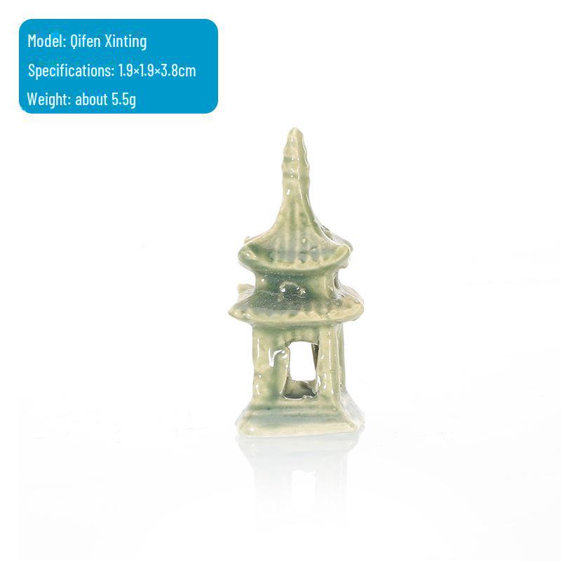 Akvárium Krajina Dekorace: Kamenná skalka absorbující vodu a ozdoba z keramického pavilonu na bonsai