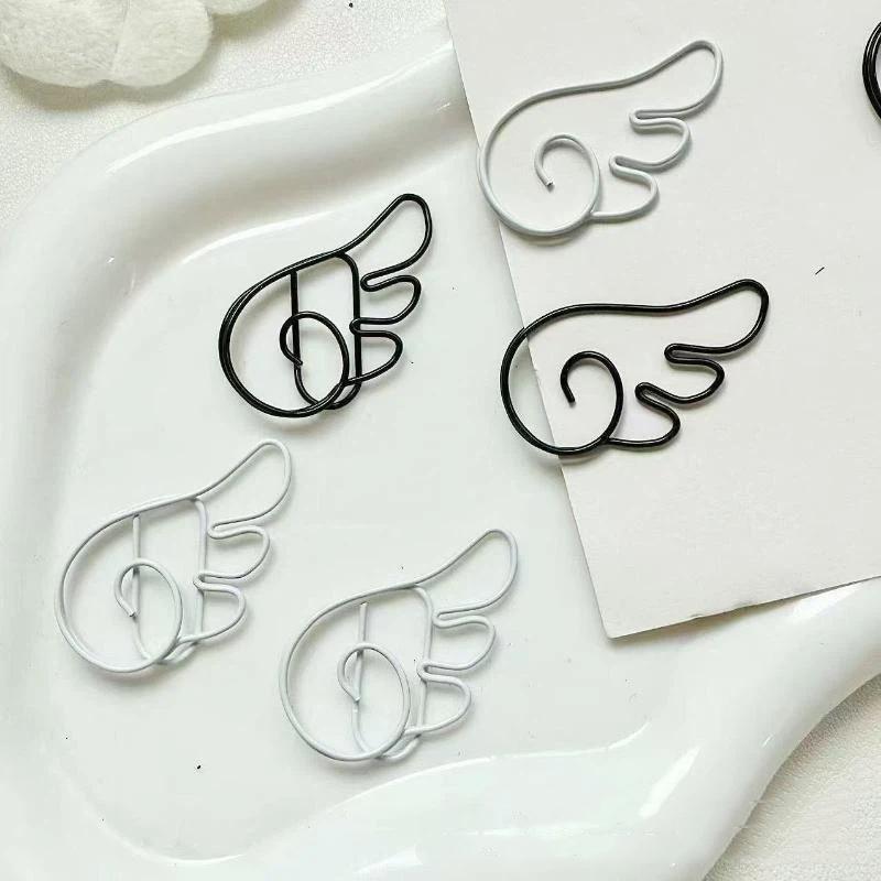 10/20/50Pcs Ins Style Angel Wing Shaped Metal Paper Clips Simple Cute Pin For Student Stationery Office Decoration Supplies