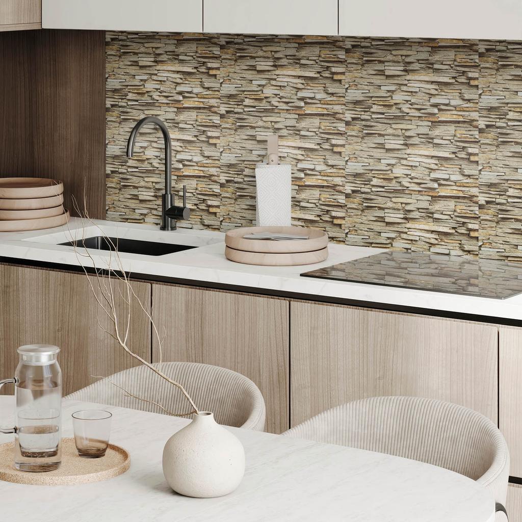 Paczka Kafelków Winylowych Ściennych Naturalny Kamienny Wzór 10X40X20 Cm