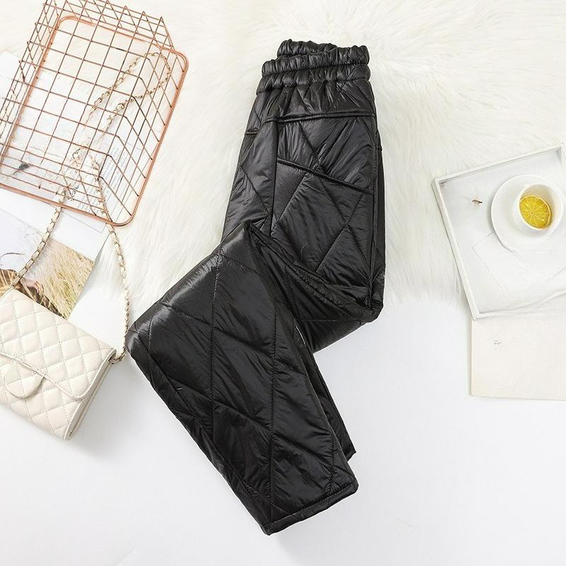 

Брюки Женские Зимняя Мода С высокой талией Тонкие Ромбовидные Брюки-шаровары Теплые Брюки Иди S чёрный