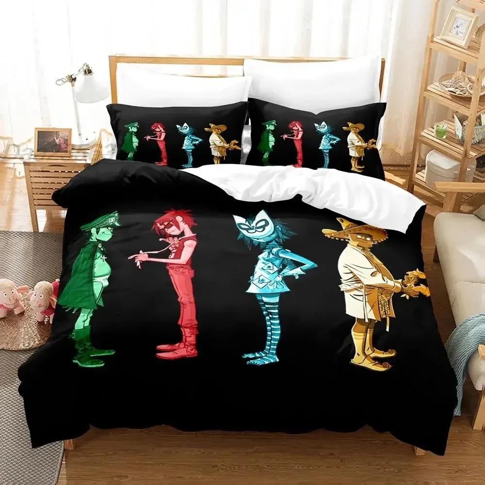 Gorillaz Bettwäsche Set Einzelbett Twin Full Queen King Size Bettset Aldult Kind Schlafzimmer Bettbezug Sets 3D Druck Spiel Bettlaken Set