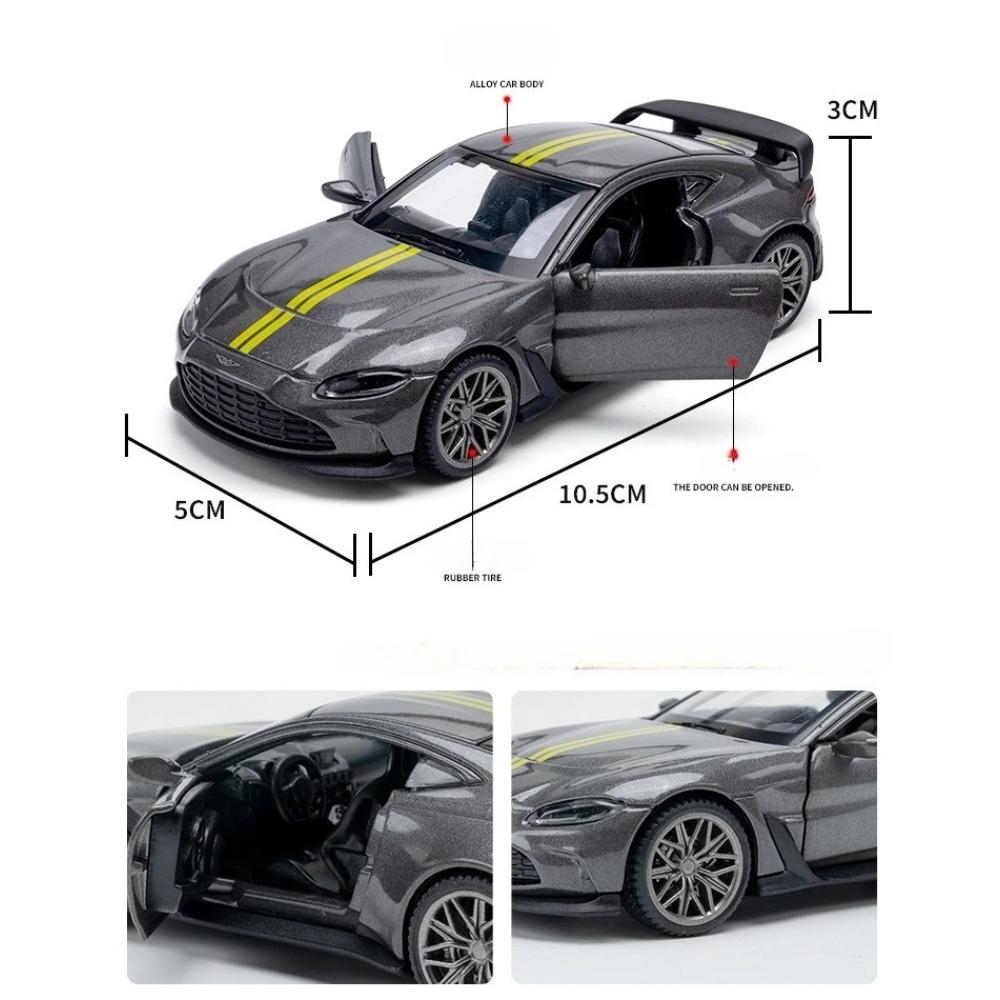 Simulation 1/43 Alston Martin V12 Alloy Sports Car Model Collection Ornaments with Display Box Metal Miniature Voiture Toy Gift