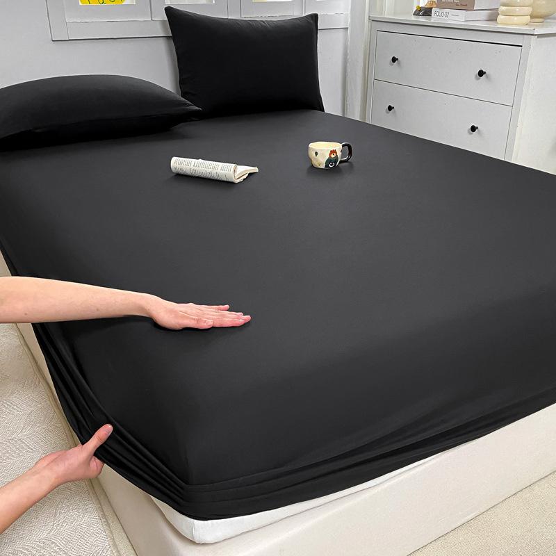 90/120/150/180/200 Fitted Bed Sheet With Elastic Band Solid Color Mattress Covers Protector Single Double King Beds Linen Becover
