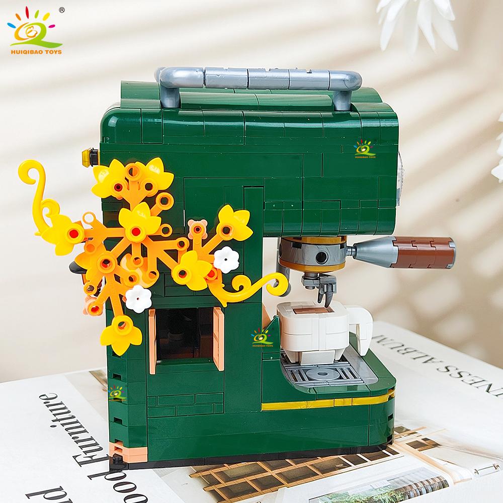 Simulation Coffee machine Model Micro Building Blocks Mini Bricks Coffee Maker Puzzle Assemble Children Toys Desk Home