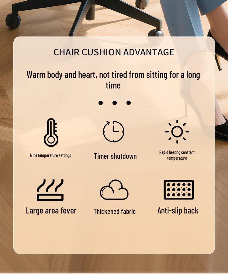 Heated Seat Cushion with Integrated Backrest, Detachable & Washable, Smart Temperature Control, Timed Heating, Thickened for Warmth