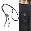 Men's Classical Leather Cord Bolo Tie with Metal Pendant Western Vintage Necktie Shirt Collar Necklace for Festivals
