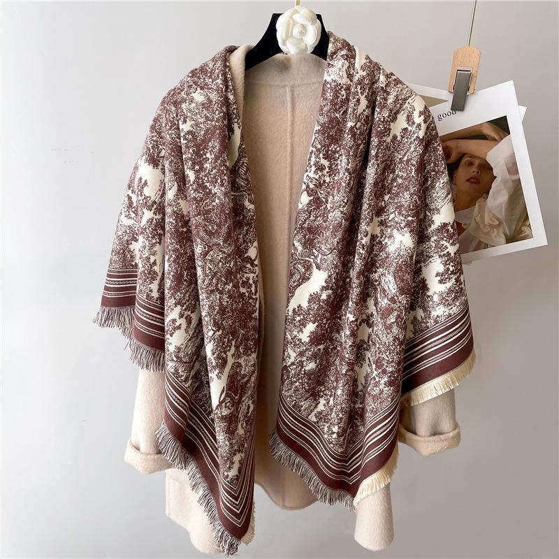 

Новый женский большой квадратный шарф 125x125 см с кисточками, цветные шали, осенне-зимние утолщенные теплые винтажные накидки, имитация кашемира 125cmX125cm