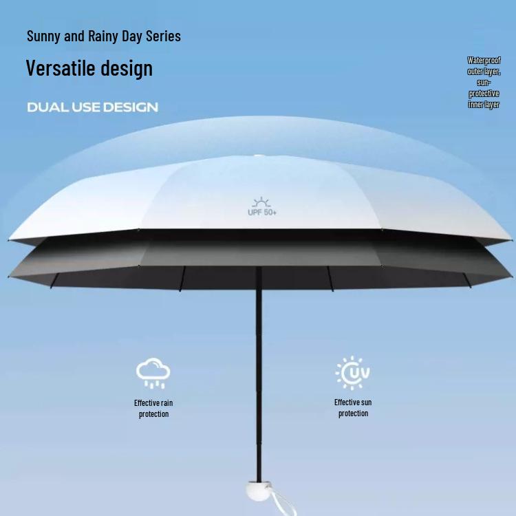 50 % Rabatt: Verlaufs-Kapselschirm - 8 Speichen, UV-schützend, Schwarzleim, Mini, tragbar, doppelt verwendbar für Sonne & Regen, bedrucktes Logo