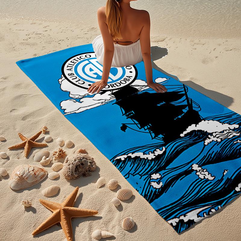 Atletico Belgrano Crest Microfiber Beach Towel, Lightweight And Quick-Dry, for Summer Travel, Beach Essential, Swimming Pool