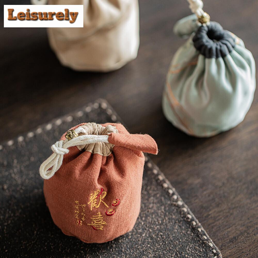 Homecoming Thickened Linen Storage Tea Cozies Luxury Tea Cozy for Teapot Portable Bag Travel Tea Set Bag Tea Ceremony Supplies