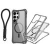 For Samsung S25 ULTRA Magnetic Transparent Three-in-one Mobile Phone Case with Strap