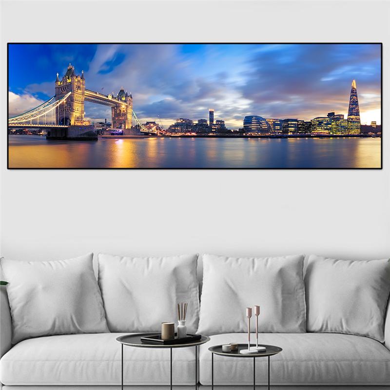 Landschaftspanoramablick auf die Stadt London, Leinwandgemälde, Poster und Drucke, Wandkunst, Bilder, Wohnzimmer, Heimdekoration, ohne Rahmen