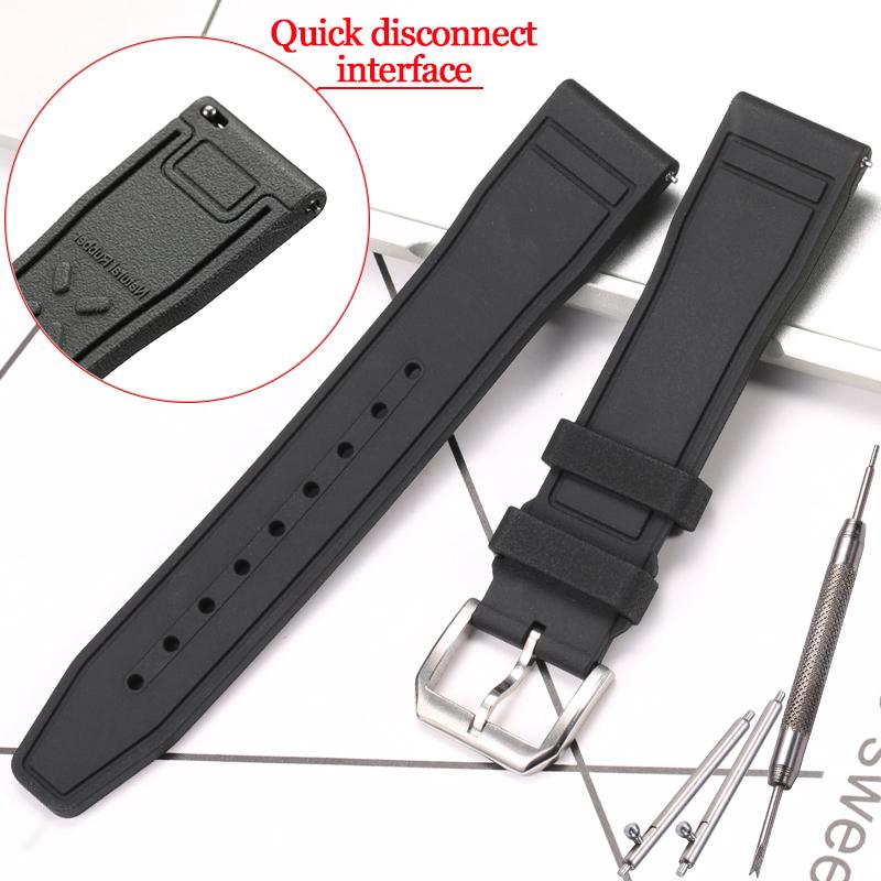 Rubber Silicone Watch Strap for IWC Pilot's Band Quick Release Bracelet Fluororubber Watchband