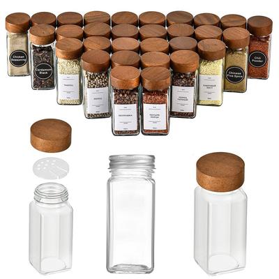 With Acacia Wood Lids Glass Sealed Spice Jars Transparent Storage Tank Food Storage Sealing Jar