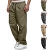 Calças Cargo Masculinas com Cordão, Corte Solto, Perna Reta, Calças Casuais Esportivas