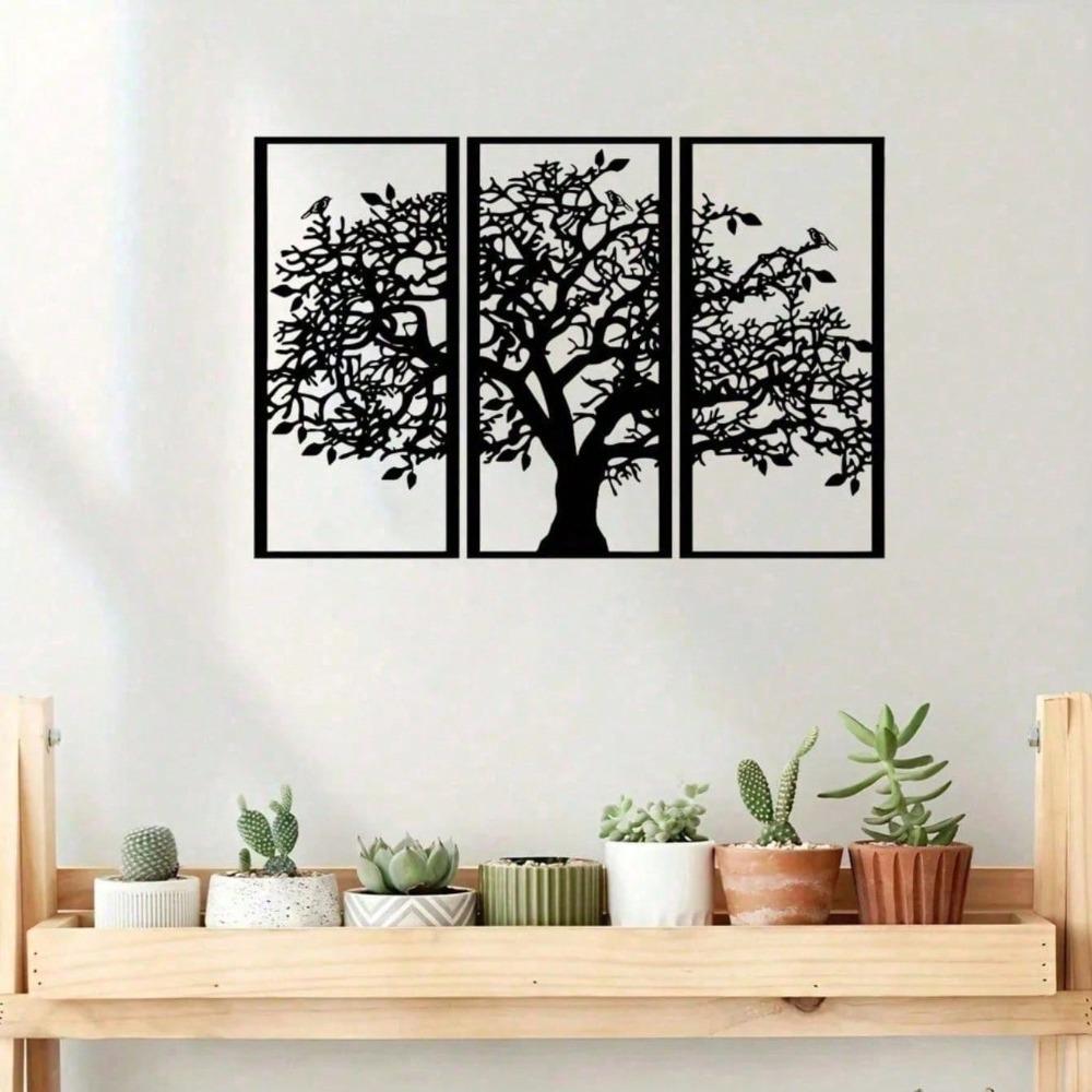 Modern Iron Wall Art Decor for Living Room, Boho Zen Nature Inspired Hanging, Aesthetic Home Ornament, Housewarming Gift