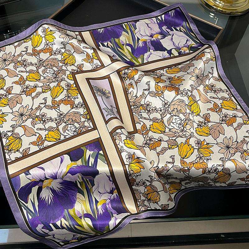 New 100% Natural Real Silk Scarf Women Bandana Square Scarves Wrap Kerchief Mulberry Spring Fashion Luxury High Quality Hijab